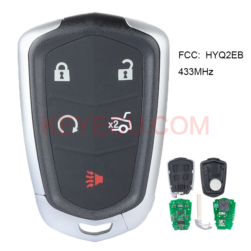 Smart Remote Key Keyless Entry Fob Replacement 5 Button 433MHz for