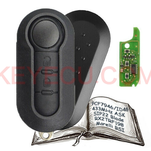 Replacement Remote Key Fob 2B 433MHz PCF7946 for Fiat 500L Ducato