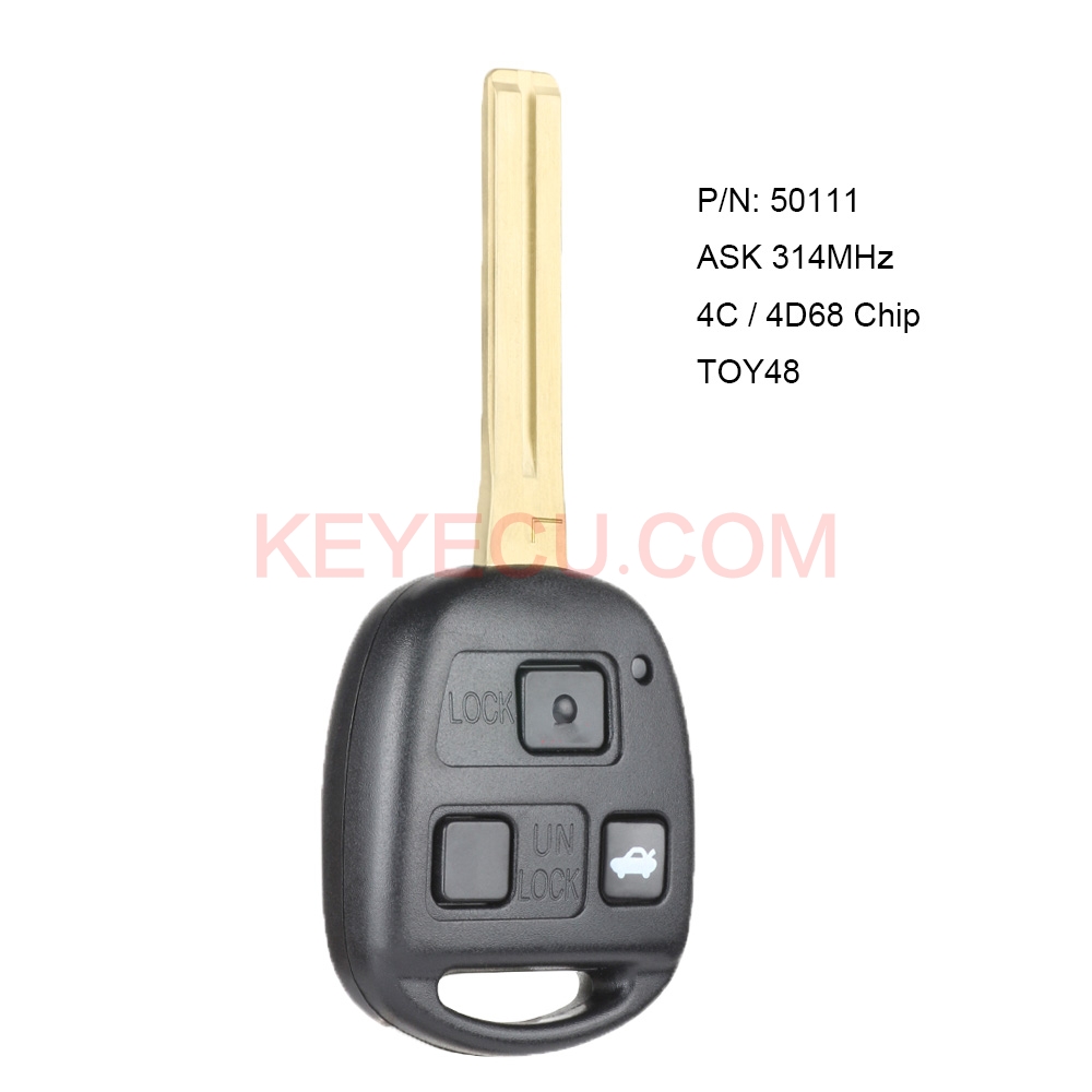 P/N: 50111 Remote Car Key 314MHz 4C / 4D68 Chip Fob for Lexus LS430 ...