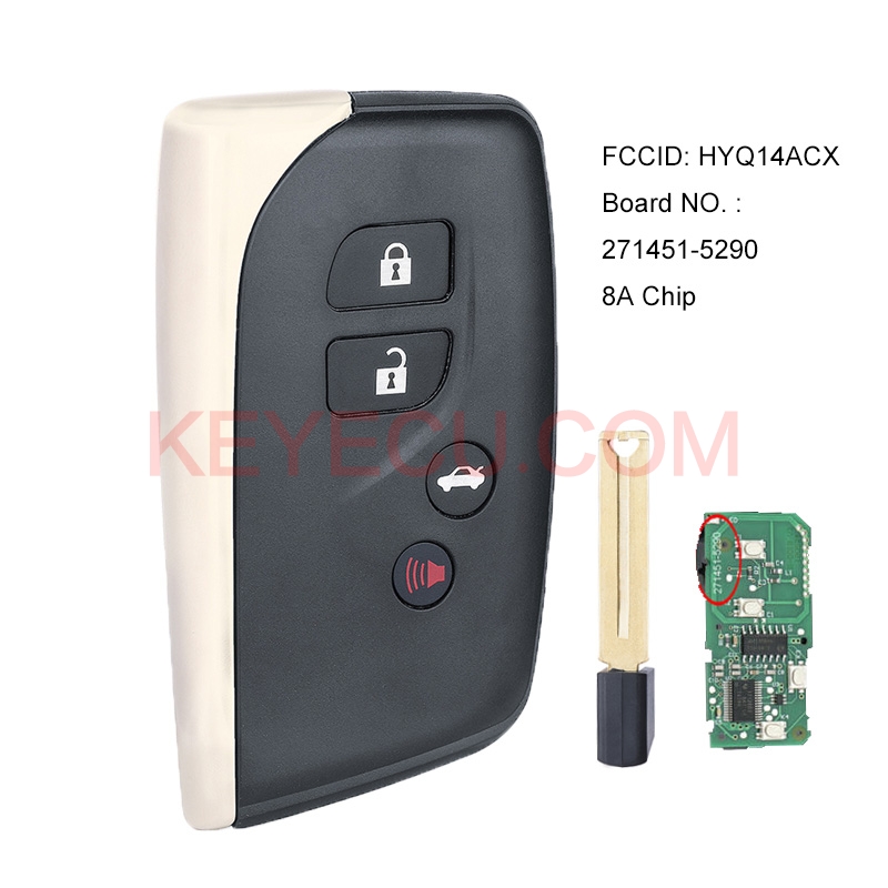 Smart Remote Key Fob 4 Button 315MHz/433MHz/314MHz 8A for Lexus LS460