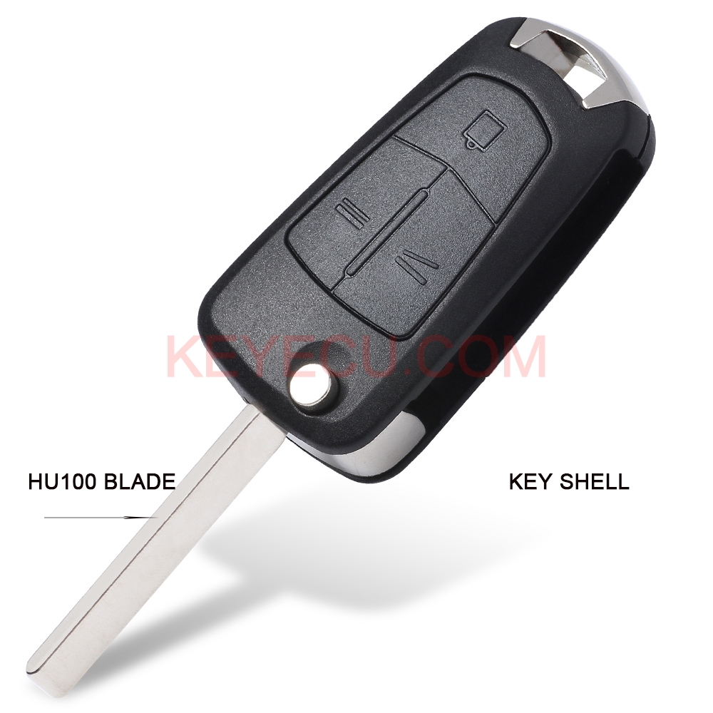 Flip Remote Key Shell 3 Button for Opel, for Vauxhall Astra Vectra