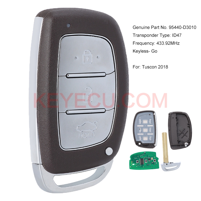 Keyless-Go Smart Remote Car Key Fob 433.92MHz ID47 for Hyundai Tucson