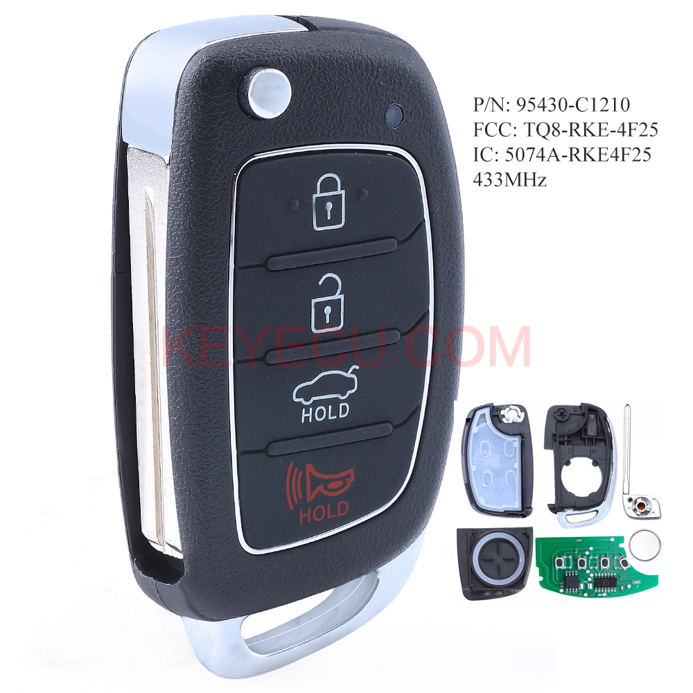 OEM Hyundai Sonata 2017-2019 Flip Key Fob – TQ8-RKE-4F25 – Remanufactured – 95430-C1210 - View #3