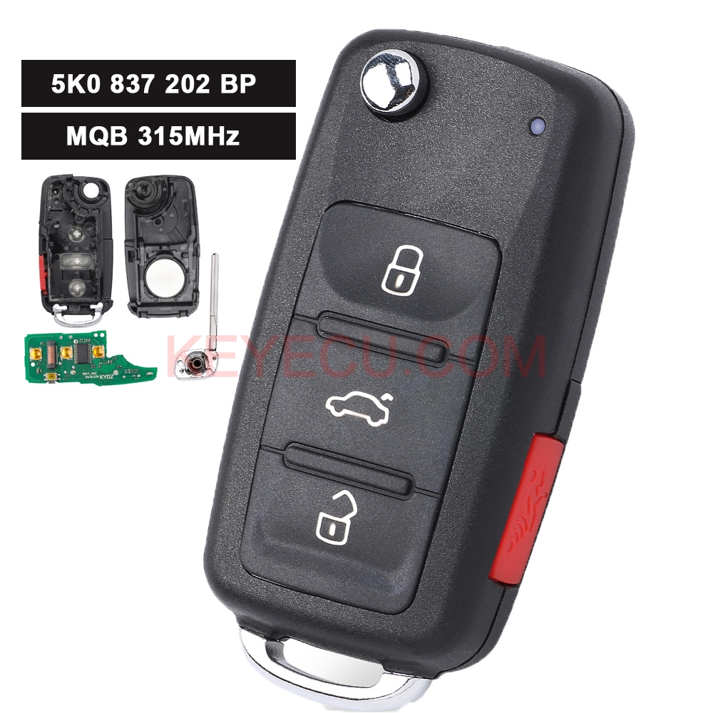 MQB Keyless Go Smart Remote Key 315MHz Fob for Volkswagen Jetta Passat
