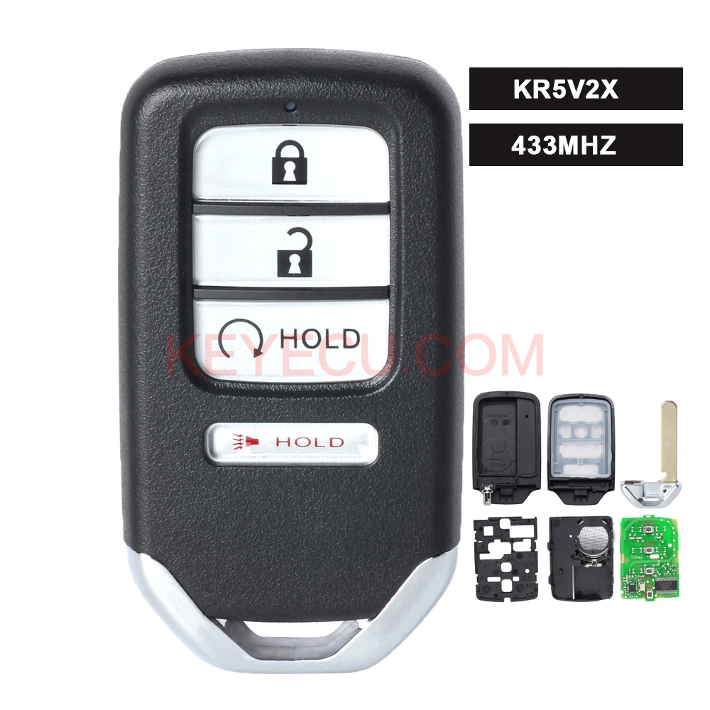 KR5V2X Smart Remote Key 4 Button 433MHz Fob for Honda Ridgeline 2017