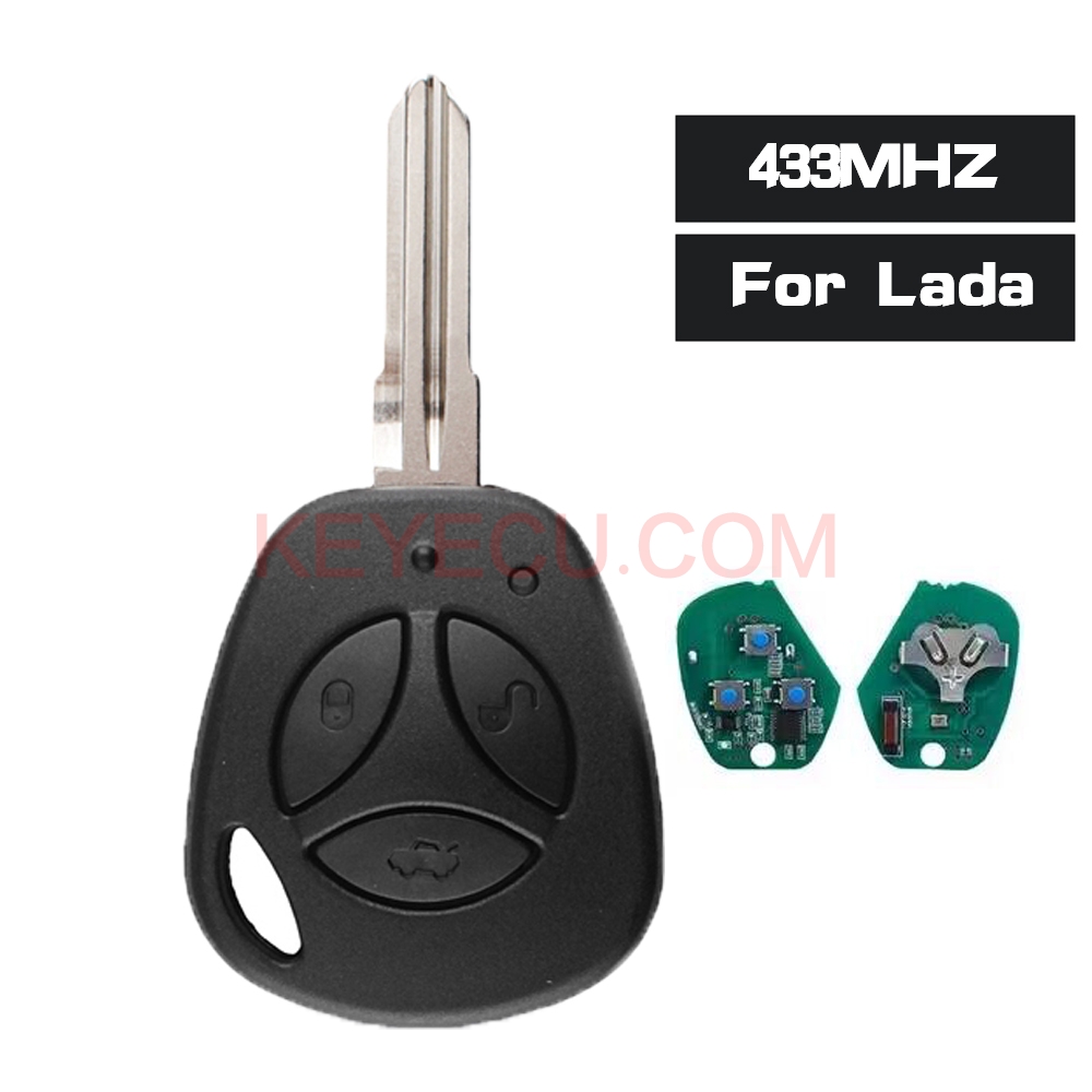 Remote Key / Key Shell 3 Button 433MHz ID46 Chip Fob for LADA Priora ...