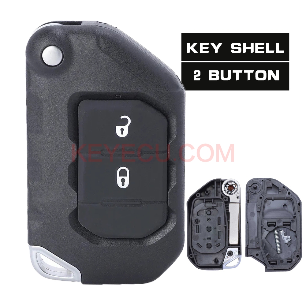 Flip Remote Key Shell 2 Button Fob for 2018 2019 Jeep Wrangler ...