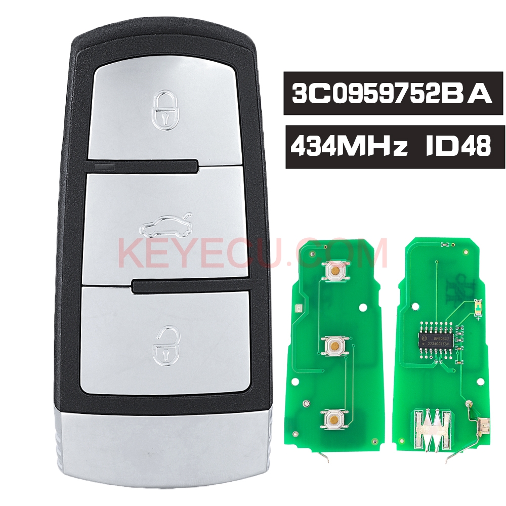 3C0 959 752 BA , 3C0959752BA Smart Remote Key 3 Button 434MHz ID48 Chip ...